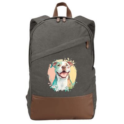 Pit Bull Mom Dog Lover Colorful Artistic Pitbull Owner Women Cotton Canvas Backpack