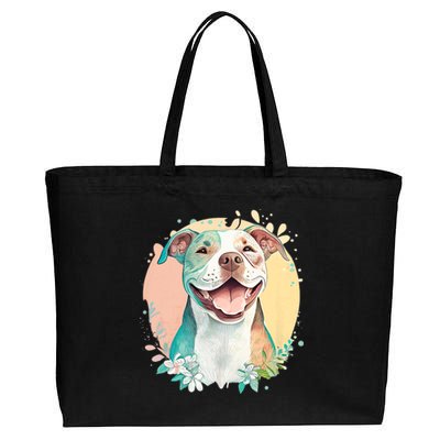 Pit Bull Mom Dog Lover Colorful Artistic Pitbull Owner Women Cotton Canvas Jumbo Tote