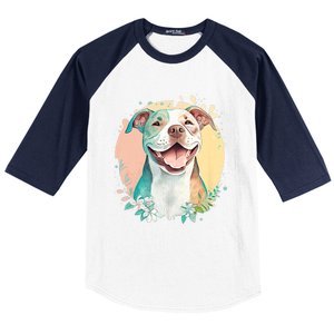 Pit Bull Mom Dog Lover Colorful Artistic Pitbull Owner Women Baseball Sleeve Shirt