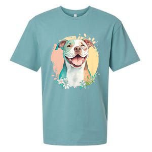 Pit Bull Mom Dog Lover Colorful Artistic Pitbull Owner Women Sueded Cloud Jersey T-Shirt