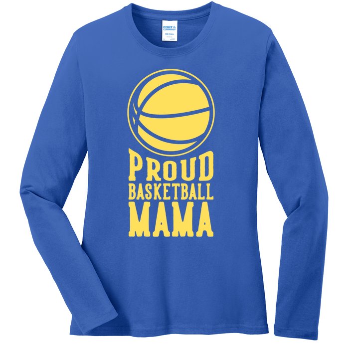 Proud Basketball Mama Mom Mother Gift Ladies Long Sleeve Shirt