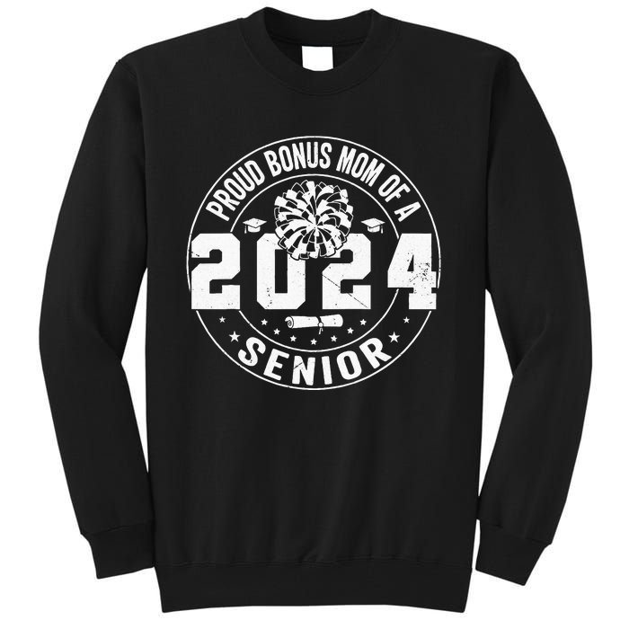 Proud Bonus mom of a 2024 Senior Cheerleader Cheer Bonus mom Tall Sweatshirt