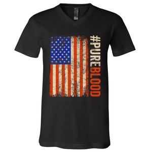 Pure Blood Movement #Pureblood Freedom American V-Neck T-Shirt