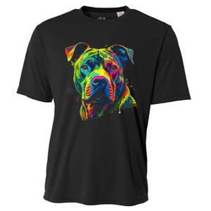 Pit Bull Mom Dog Lover Colorful Artistic Pitbull Owner Women Cooling Performance Crew T-Shirt