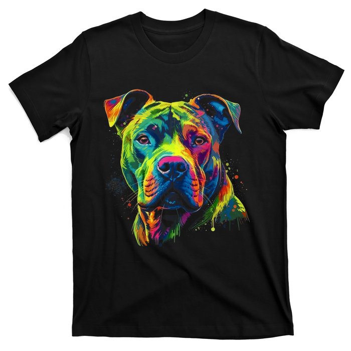 Pit Bull Mom Dog Lover Colorful Artistic Pitbull Owner Women T-Shirt