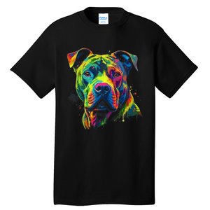 Pit Bull Mom Dog Lover Colorful Artistic Pitbull Owner Women Tall T-Shirt