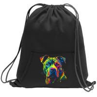 Pit Bull Mom Dog Lover Colorful Artistic Pitbull Owner Women Sweatshirt Cinch Pack Bag