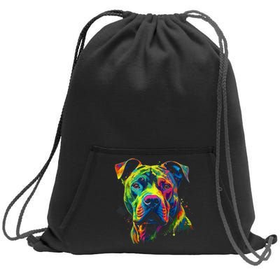 Pit Bull Mom Dog Lover Colorful Artistic Pitbull Owner Women Sweatshirt Cinch Pack Bag