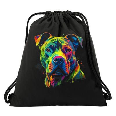 Pit Bull Mom Dog Lover Colorful Artistic Pitbull Owner Women Drawstring Bag