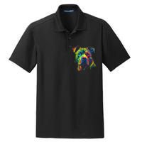 Pit Bull Mom Dog Lover Colorful Artistic Pitbull Owner Women Dry Zone Grid Polo