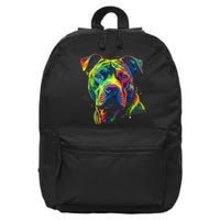 Pit Bull Mom Dog Lover Colorful Artistic Pitbull Owner Women 16 in Basic Backpack