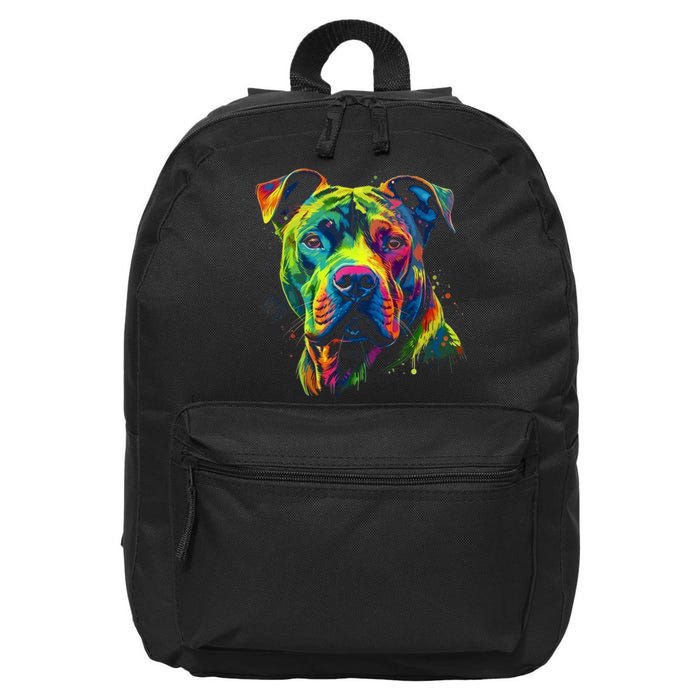 Pit Bull Mom Dog Lover Colorful Artistic Pitbull Owner Women 16 in Basic Backpack