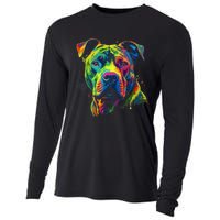 Pit Bull Mom Dog Lover Colorful Artistic Pitbull Owner Women Cooling Performance Long Sleeve Crew