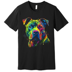 Pit Bull Mom Dog Lover Colorful Artistic Pitbull Owner Women Premium T-Shirt