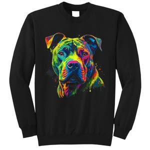 Pit Bull Mom Dog Lover Colorful Artistic Pitbull Owner Women Tall Sweatshirt