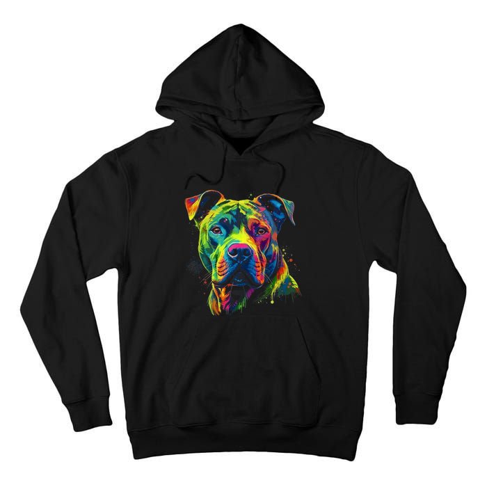 Pit Bull Mom Dog Lover Colorful Artistic Pitbull Owner Women Tall Hoodie