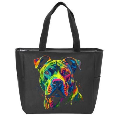 Pit Bull Mom Dog Lover Colorful Artistic Pitbull Owner Women Zip Tote Bag