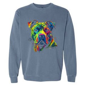 Pit Bull Mom Dog Lover Colorful Artistic Pitbull Owner Women Garment-Dyed Sweatshirt