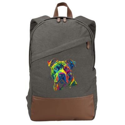 Pit Bull Mom Dog Lover Colorful Artistic Pitbull Owner Women Cotton Canvas Backpack