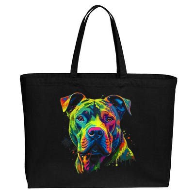 Pit Bull Mom Dog Lover Colorful Artistic Pitbull Owner Women Cotton Canvas Jumbo Tote