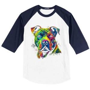 Pit Bull Mom Dog Lover Colorful Artistic Pitbull Owner Women Baseball Sleeve Shirt