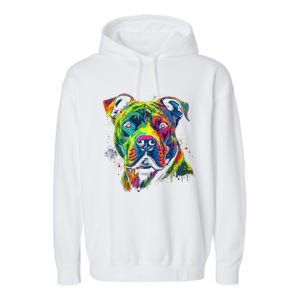 Pit Bull Mom Dog Lover Colorful Artistic Pitbull Owner Women Garment-Dyed Fleece Hoodie