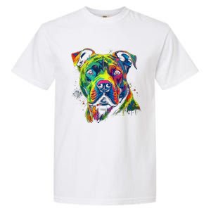 Pit Bull Mom Dog Lover Colorful Artistic Pitbull Owner Women Garment-Dyed Heavyweight T-Shirt