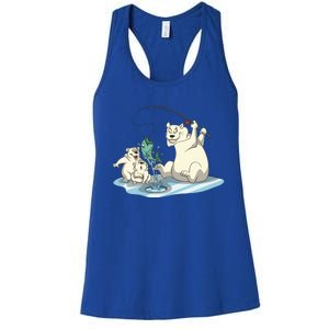 Polar Bear Mom Ice Fishing With Her Gift Women's Racerback Tank