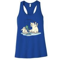 Polar Bear Mom Ice Fishing With Her Gift Women's Racerback Tank