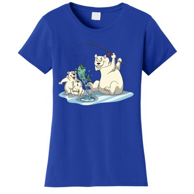 Polar Bear Mom Ice Fishing With Her Gift Women's T-Shirt