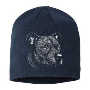 Pit Bull Mom Dog Lover Mandala Artistic Pitbull Owner Sustainable Beanie