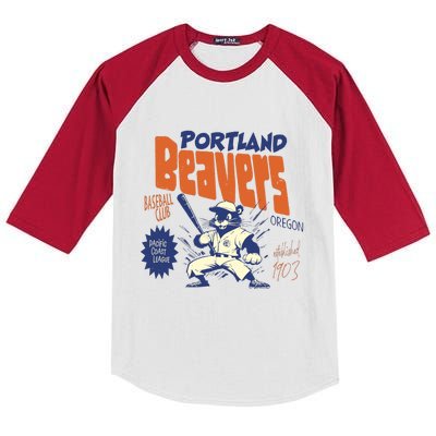 Portland Beavers Minor League Baseball Team 1903 Kids Colorblock Raglan Jersey