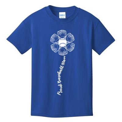 Proud Baseball Mom Cute Sunflower Flower Mothers Day Cool Funny Gift Kids T-Shirt
