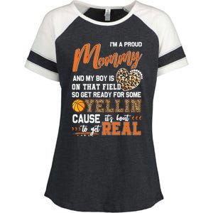 Proud Basketball Mommy Basketball Family Matching Gift Enza Ladies Jersey Colorblock Tee