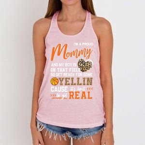 Proud Basketball Mommy Basketball Family Matching Gift Women's Knotted Racerback Tank