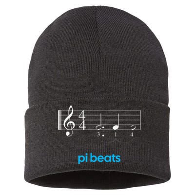 Pi Beats Math Music Pi Day 3.14 Fun Sustainable Knit Beanie