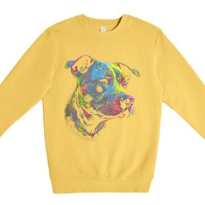 Pit Bull Mom Dog Lover Colorful Artistic Pitbull Owner Premium Crewneck Sweatshirt