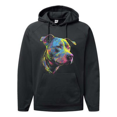 Pit Bull Mom Dog Lover Colorful Artistic Pitbull Owner Performance Fleece Hoodie