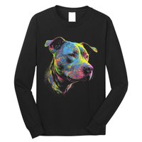 Pit Bull Mom Dog Lover Colorful Artistic Pitbull Owner Long Sleeve Shirt