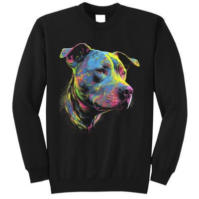 Pit Bull Mom Dog Lover Colorful Artistic Pitbull Owner Sweatshirt