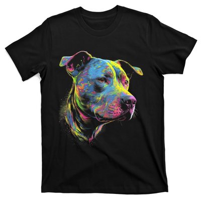 Pit Bull Mom Dog Lover Colorful Artistic Pitbull Owner T-Shirt