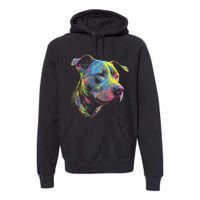 Pit Bull Mom Dog Lover Colorful Artistic Pitbull Owner Premium Hoodie