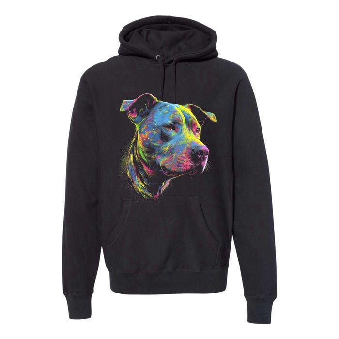 Pit Bull Mom Dog Lover Colorful Artistic Pitbull Owner Premium Hoodie