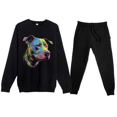 Pit Bull Mom Dog Lover Colorful Artistic Pitbull Owner Premium Crewneck Sweatsuit Set