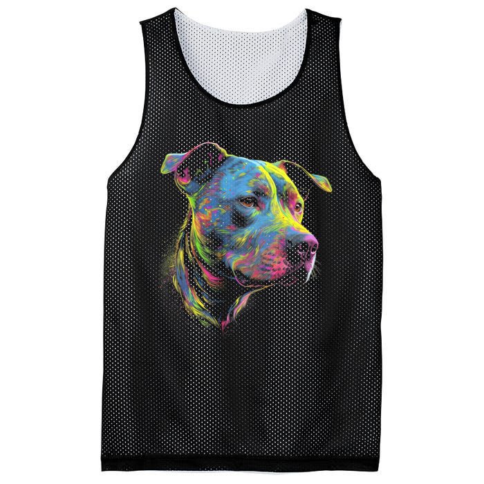 Pit Bull Mom Dog Lover Colorful Artistic Pitbull Owner Mesh Reversible Basketball Jersey Tank