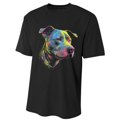 Pit Bull Mom Dog Lover Colorful Artistic Pitbull Owner Performance Sprint T-Shirt