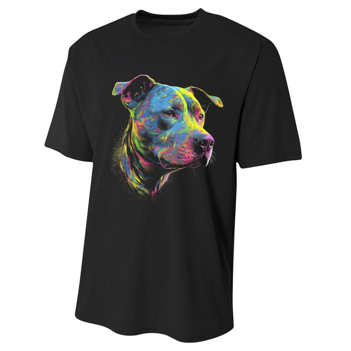 Pit Bull Mom Dog Lover Colorful Artistic Pitbull Owner Performance Sprint T-Shirt