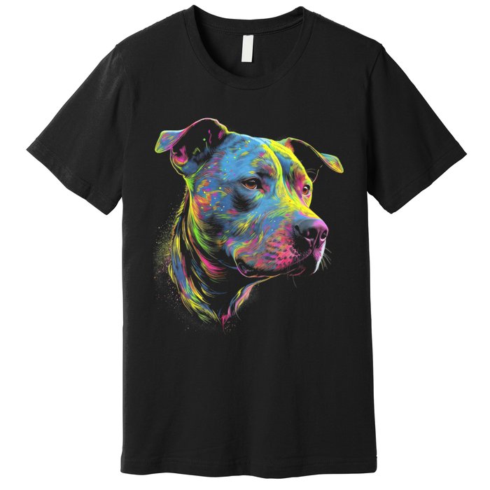 Pit Bull Mom Dog Lover Colorful Artistic Pitbull Owner Premium T-Shirt