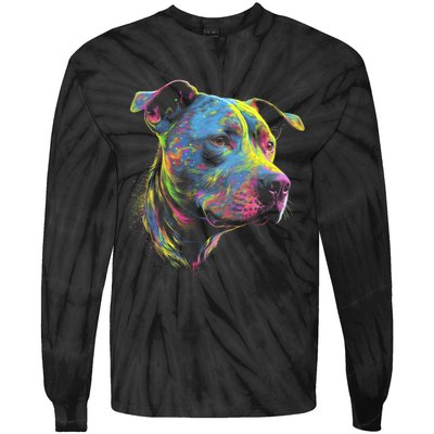 Pit Bull Mom Dog Lover Colorful Artistic Pitbull Owner Tie-Dye Long Sleeve Shirt