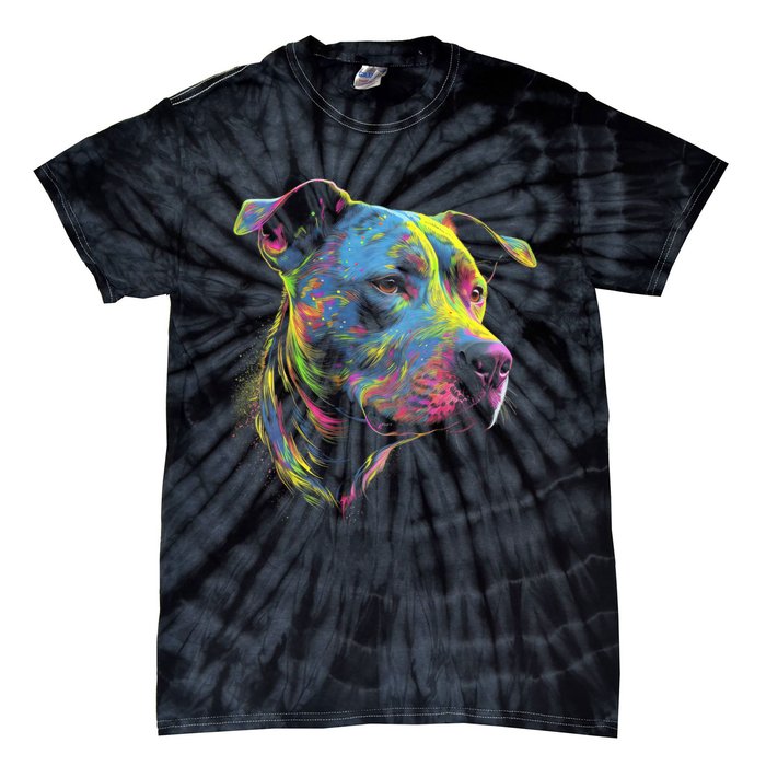 Pit Bull Mom Dog Lover Colorful Artistic Pitbull Owner Tie-Dye T-Shirt